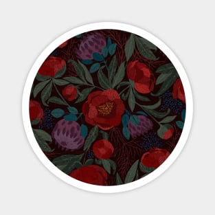 Peony burgundy dark Magnet